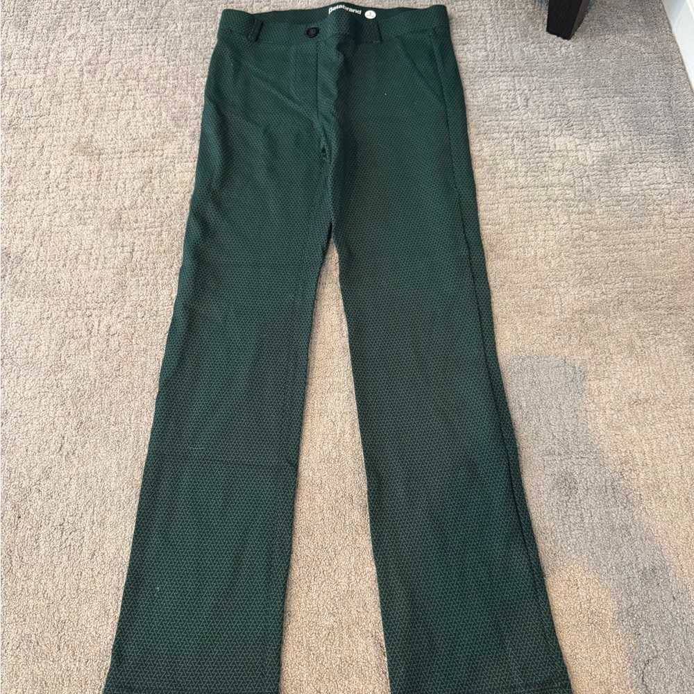 Betabrand DPYP Navy and Green Geometric Pants